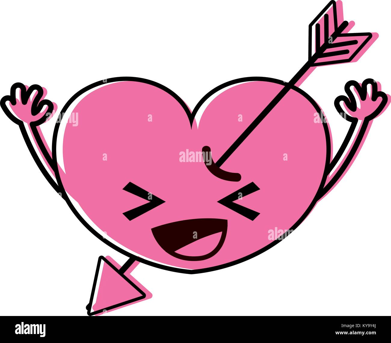 color happy heart with arrow kawaii and arms Stock Vector Image & Art ...