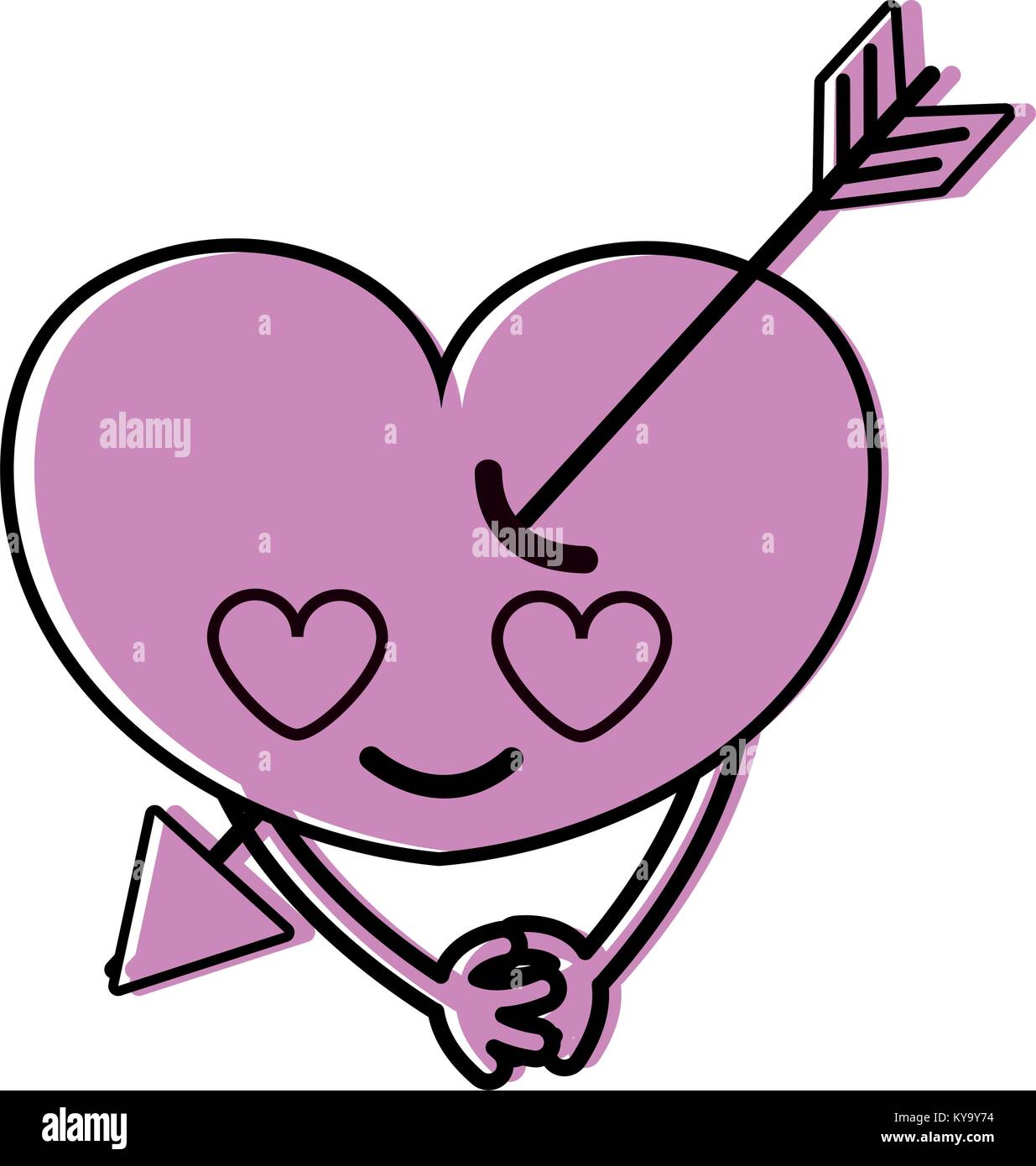 color heart with arrow in love kawaii and arms Stock Vector Image & Art ...