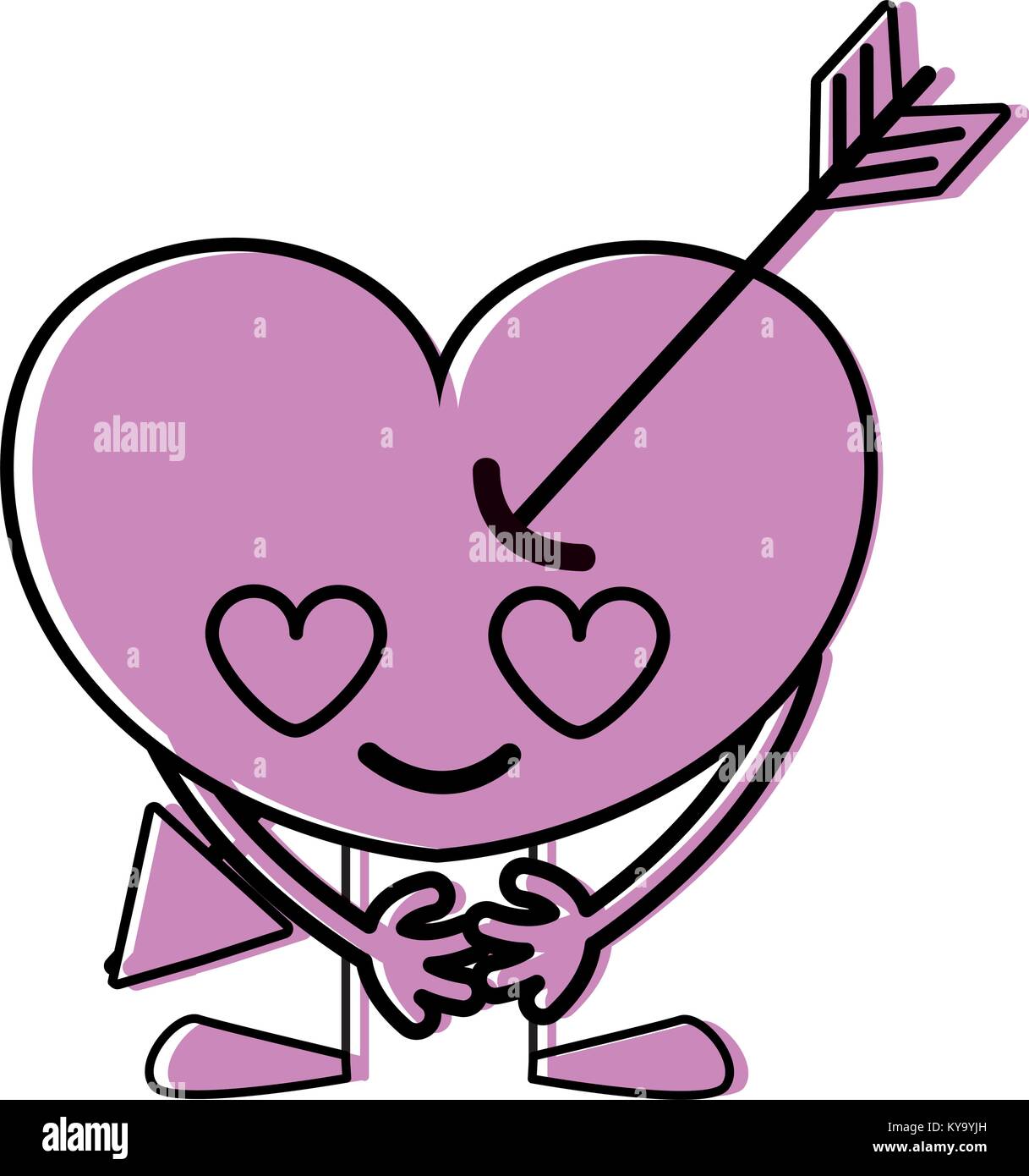 color heart with arrow in love kawaii with arms and legs Stock Vector ...