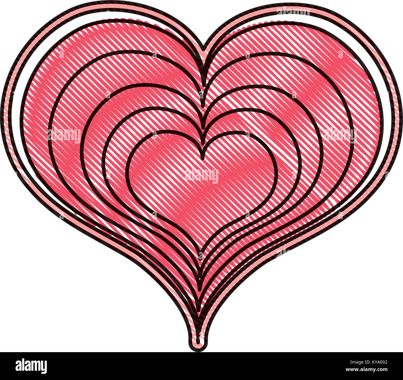 grated heart love with engraving design decoration Stock Vector