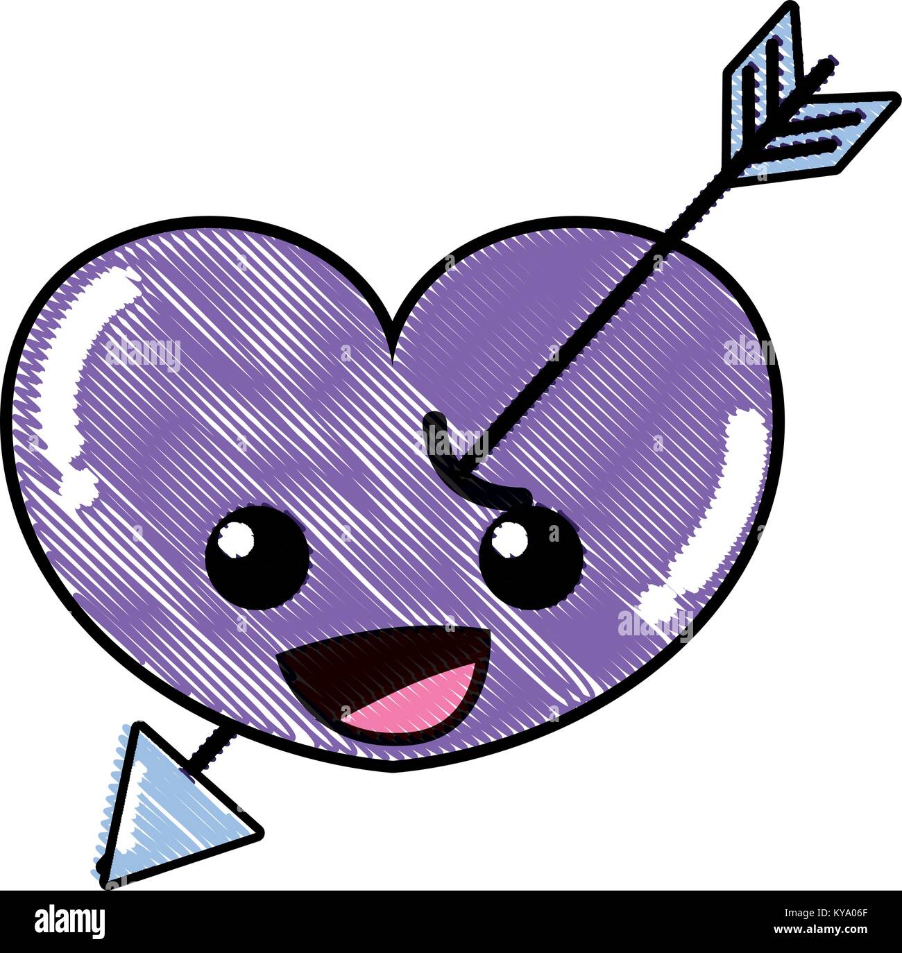 grated happy heart with arrow kawaii character Stock Vector Image & Art ...