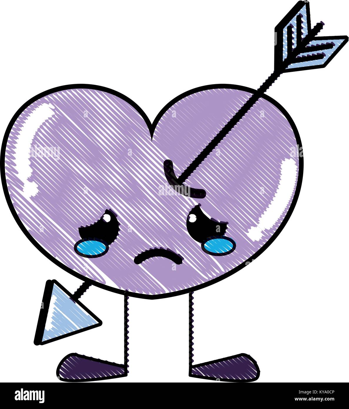 grated crying heart with arrow kawaii and legs Stock Vector Image & Art ...
