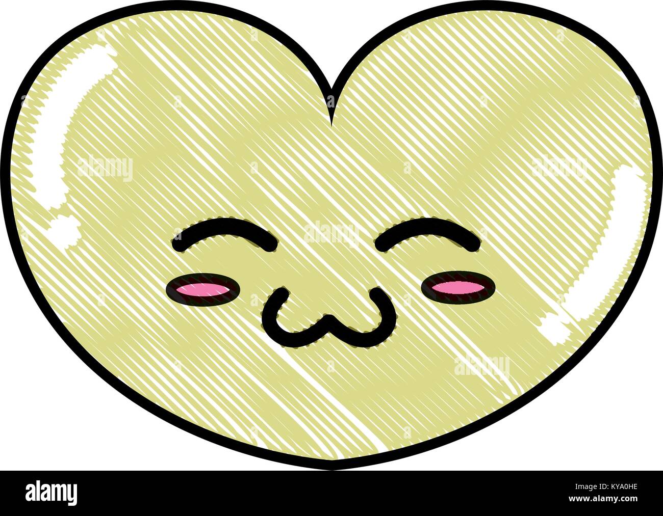 grated cute heart kawaii character design Stock Vector Image & Art - Alamy