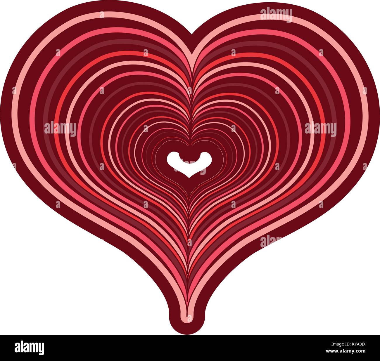 line color heart love with engraving design decoration Stock Vector