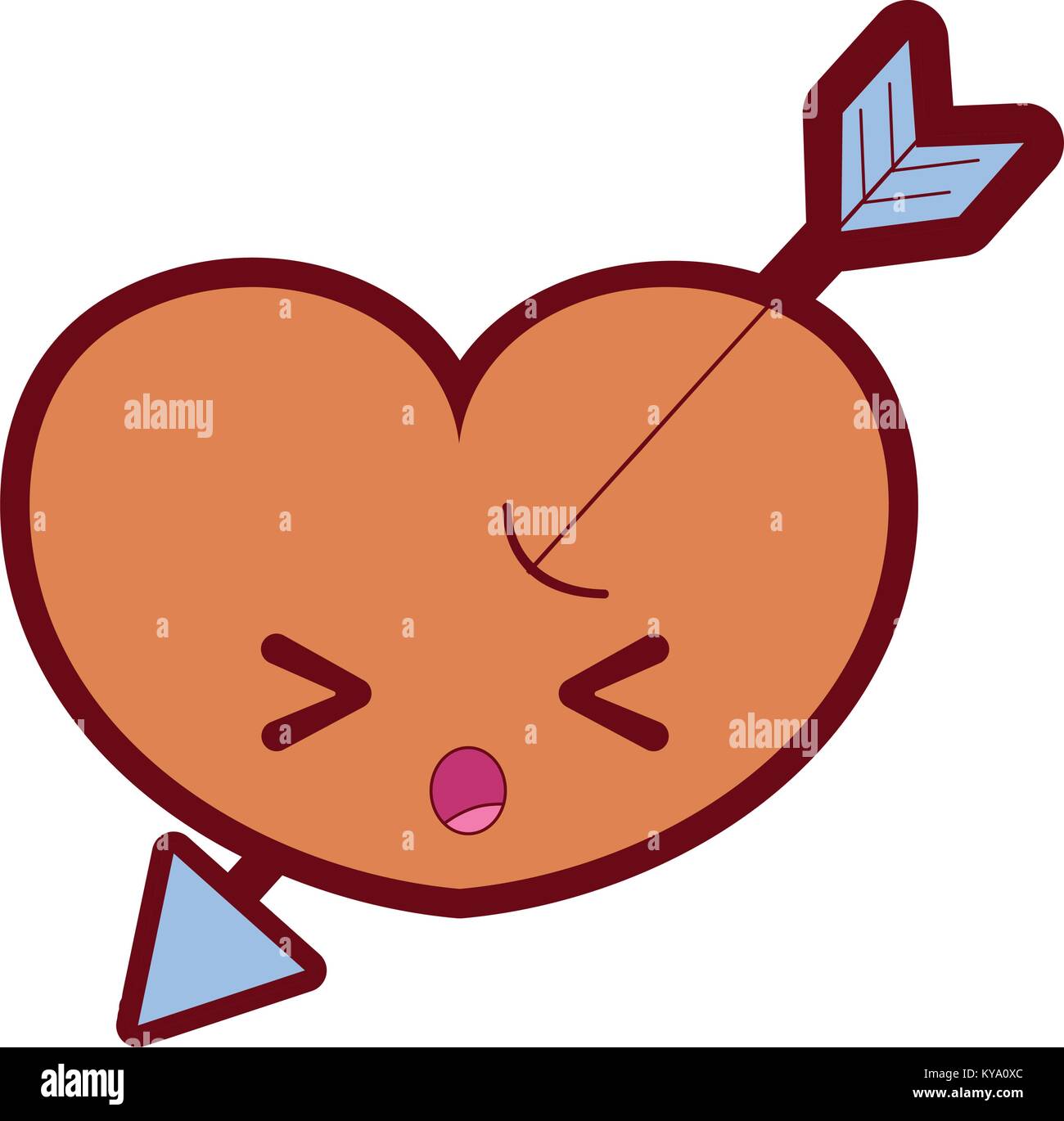 line color sleeping heart with arrow kawaii character Stock Vector ...