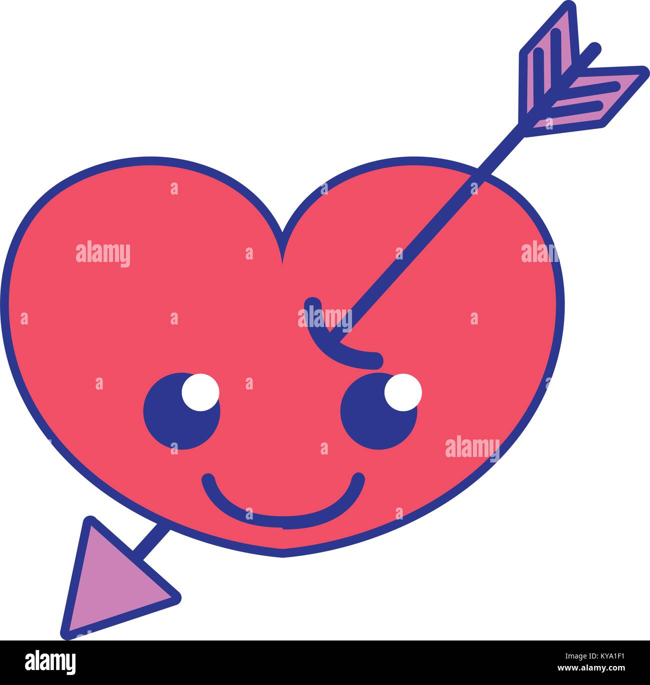 full color smile heart with arrow kawaii character Stock Vector Image ...