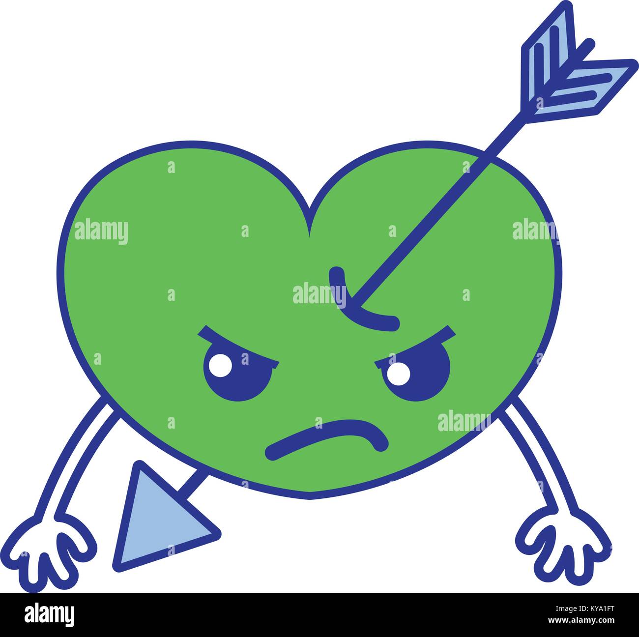full color angry heart with arrow kawaii and arms Stock Vector Image ...