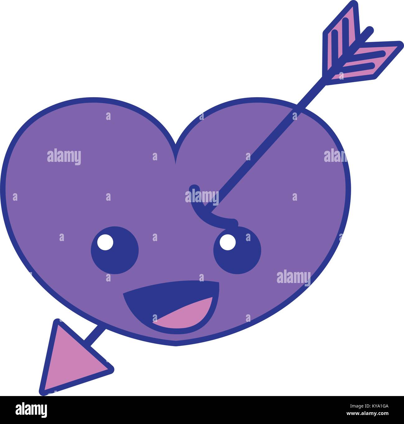 full color happy heart with arrow kawaii character Stock Vector Image ...