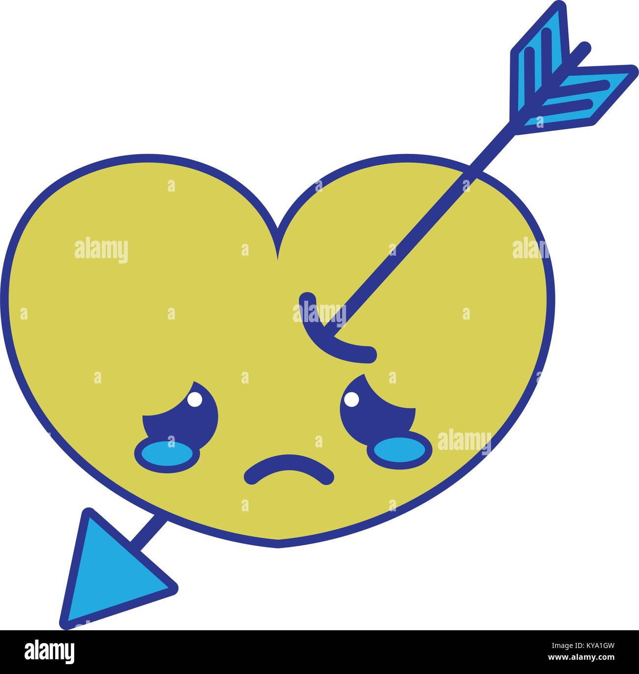 full color crying heart with arrow kawaii character Stock Vector Image ...