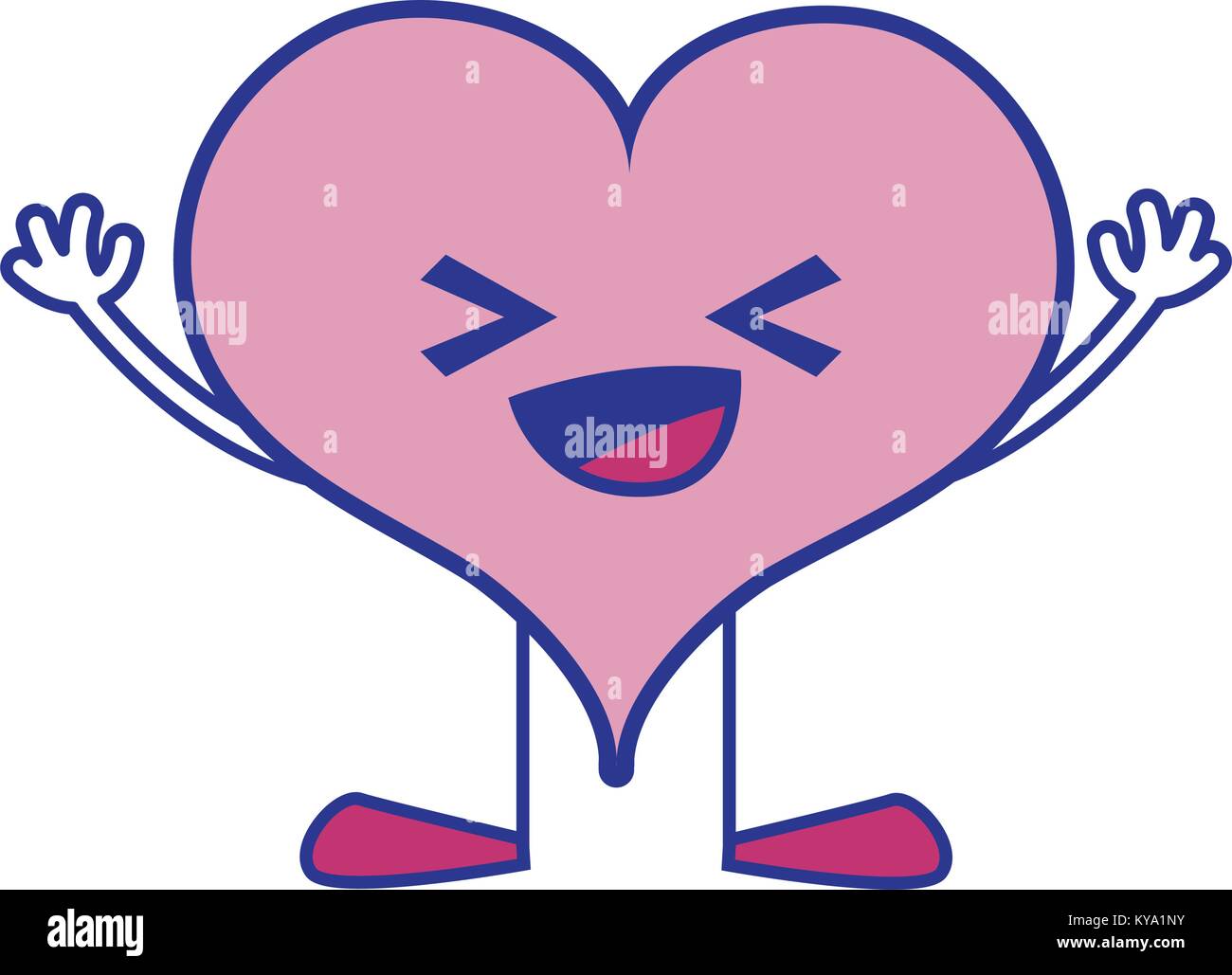 full color happy heart passion kawaii with arms and legs Stock Vector ...