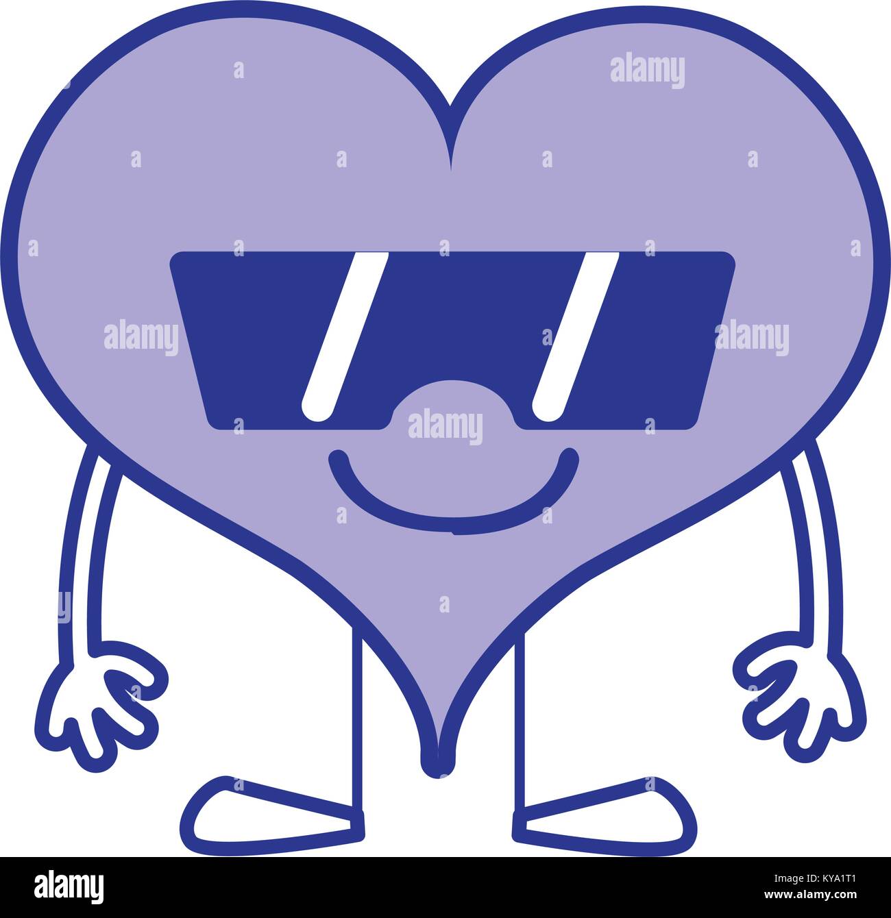 full color happy heart kawaii with arms and legs Stock Vector Image ...