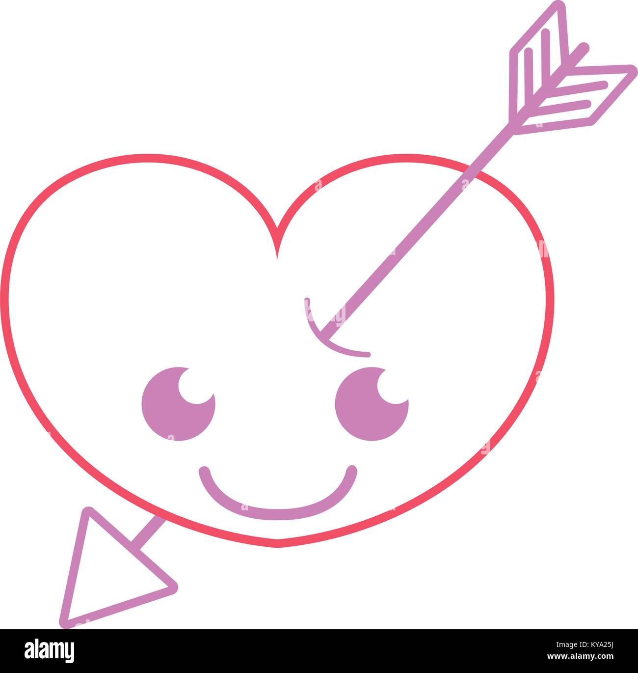color line smile heart with arrow kawaii character Stock Vector Image ...