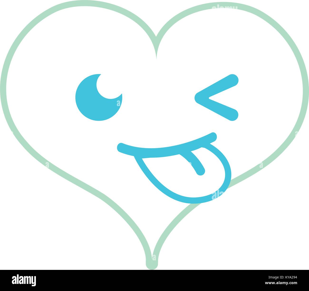 color line funny heart passion kawaii character Stock Vector Image ...