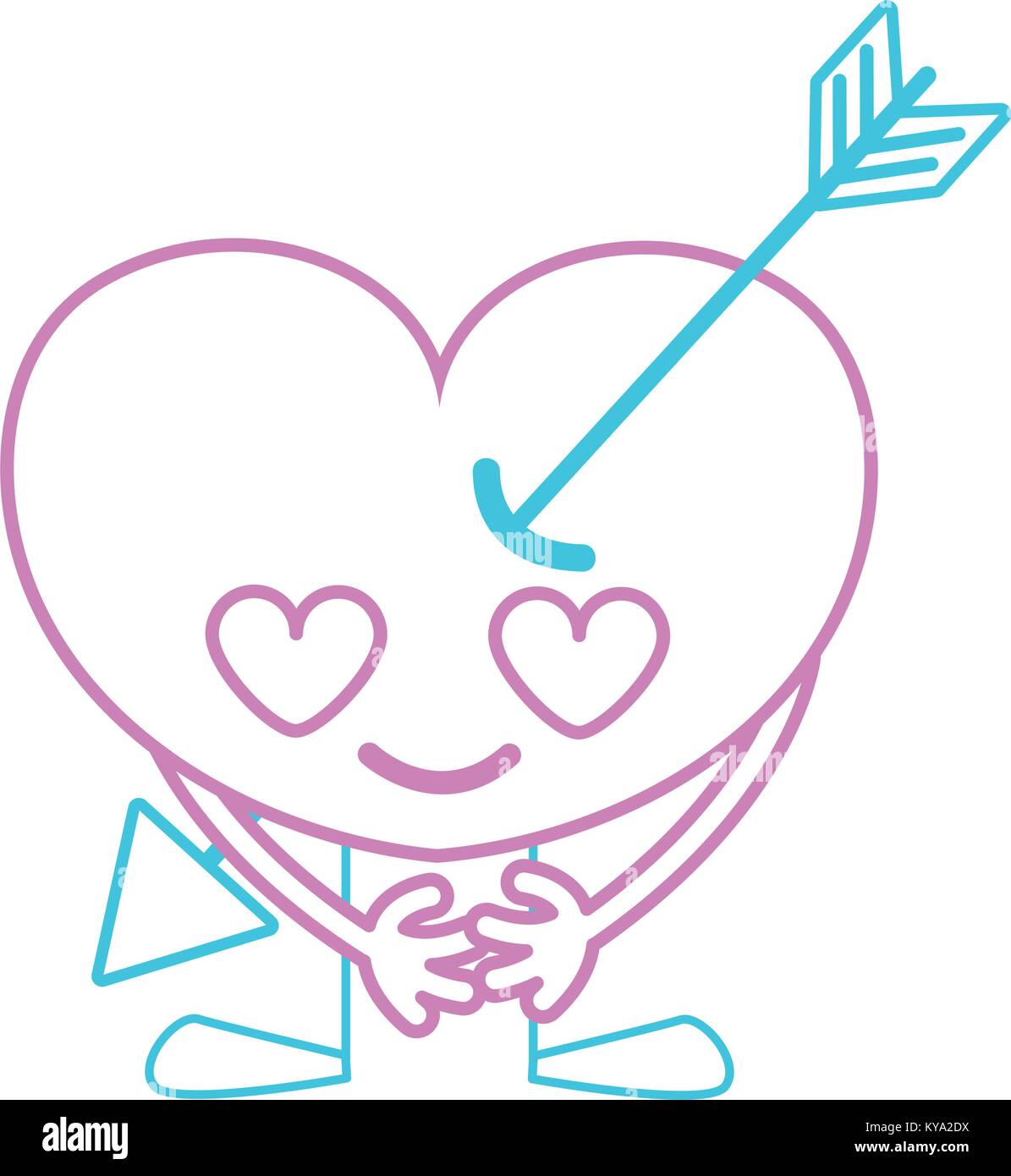 color line heart with arrow in love kawaii with arms and legs Stock ...