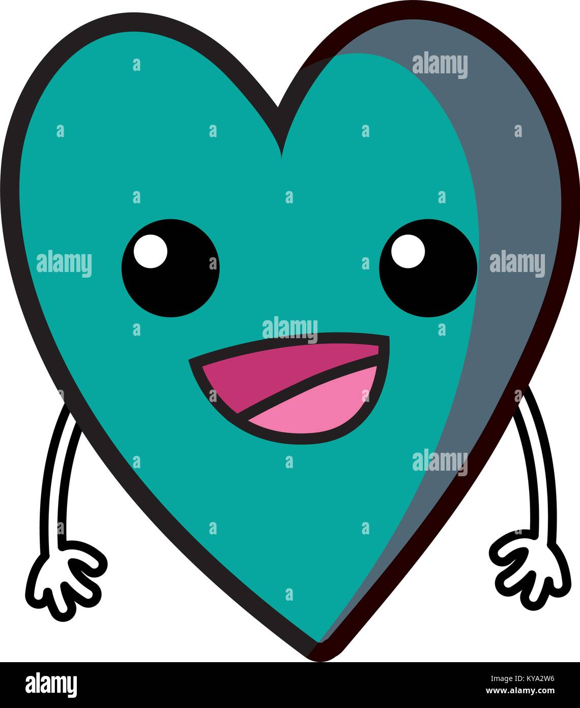 cute happy heart kawaii with arms Stock Vector Image & Art - Alamy