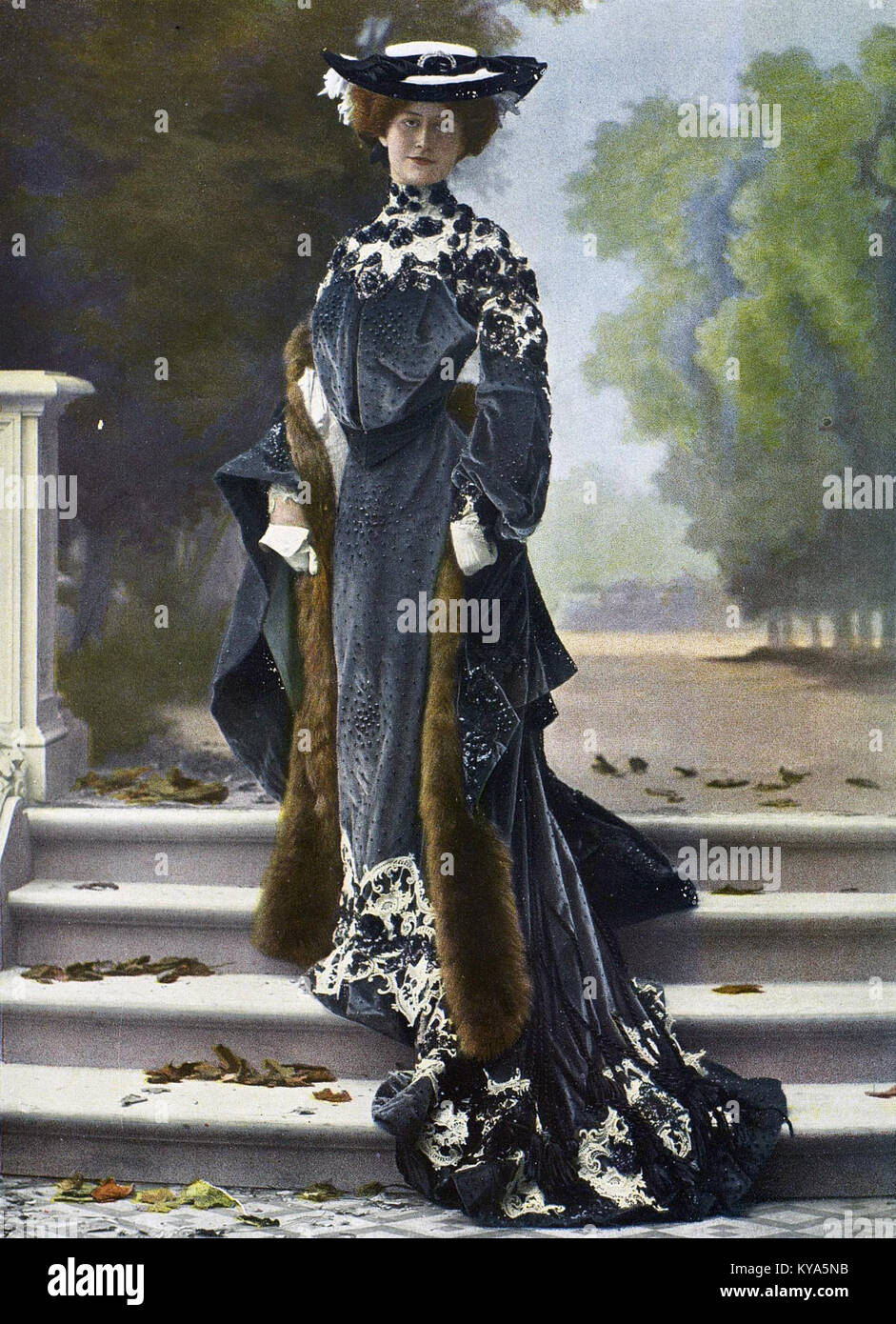 A 1902 court dress by Redfern, showing the design, fabric, and formal ...