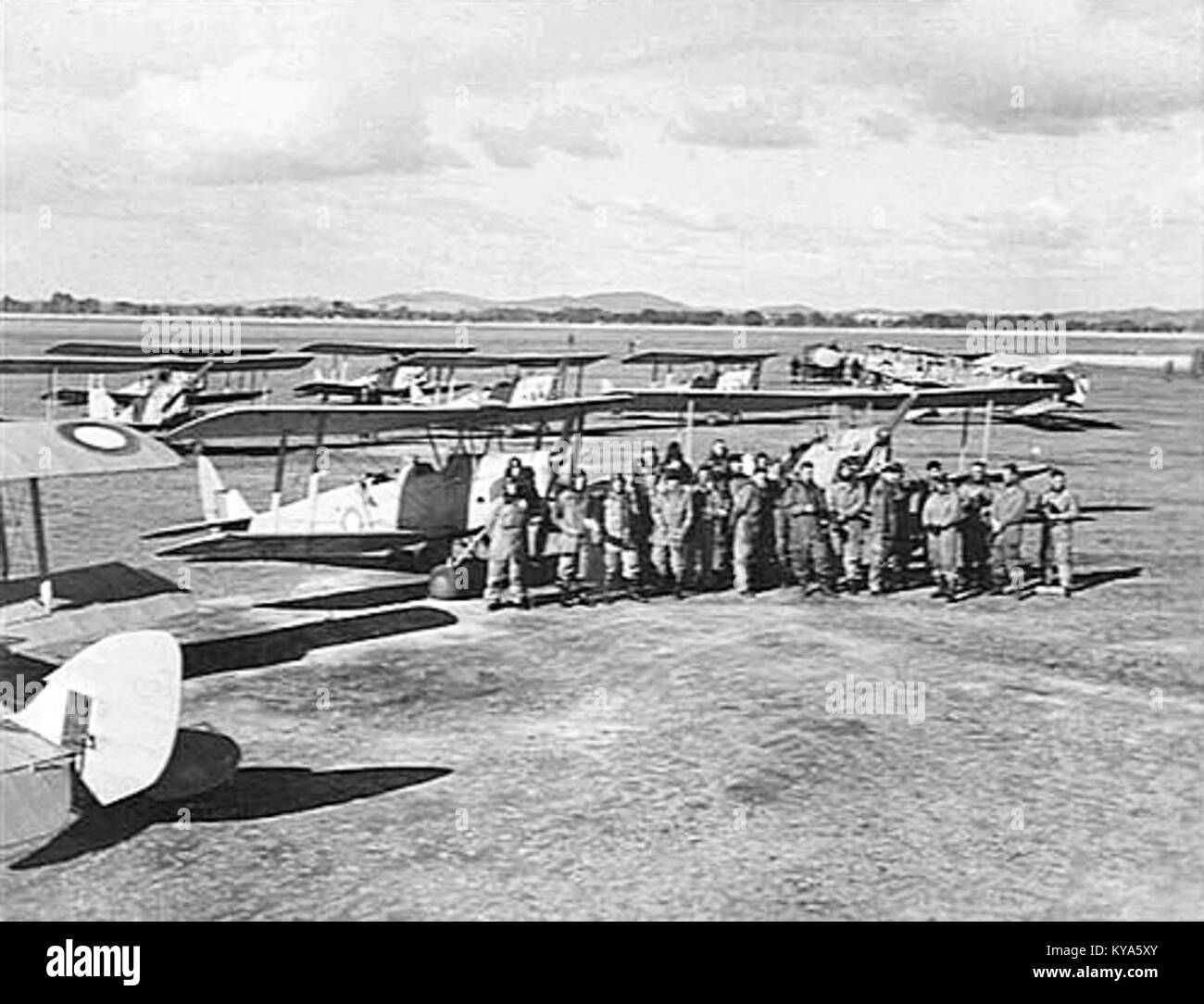 No. 11 EFTS RAAF Tiger Moths (AWM VIC1049) Stock Photo