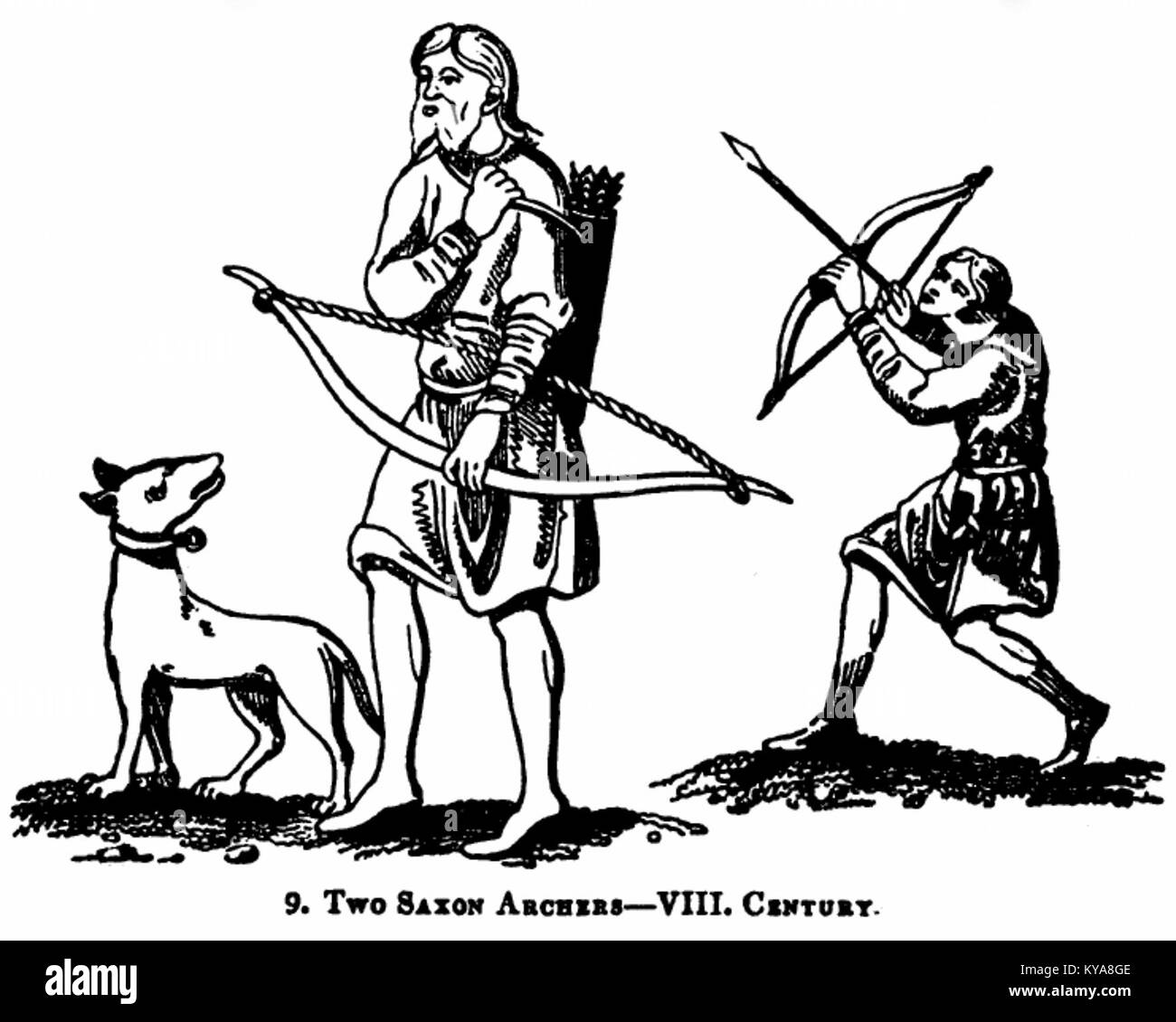 Two Saxon Archers (Joseph Strutt) Stock Photo