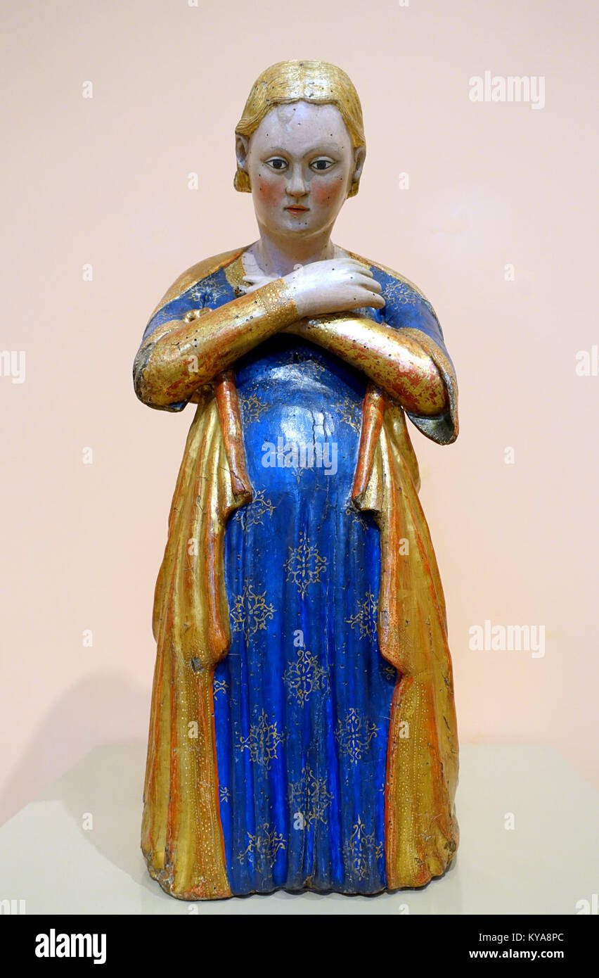 The Virgin Annunciate, Siena, c. 1360-1380, painted and gilded wood - Museo Nacional Centro de Arte Reina Sofía - Madrid, Spain - DSC08542 Stock Photo
