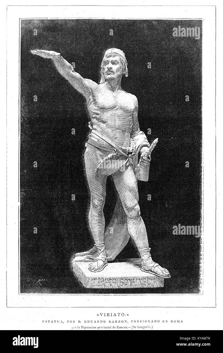 Viriato, estatua por Eduardo Barrón, en La Ilustración Española y Americana Stock Photo