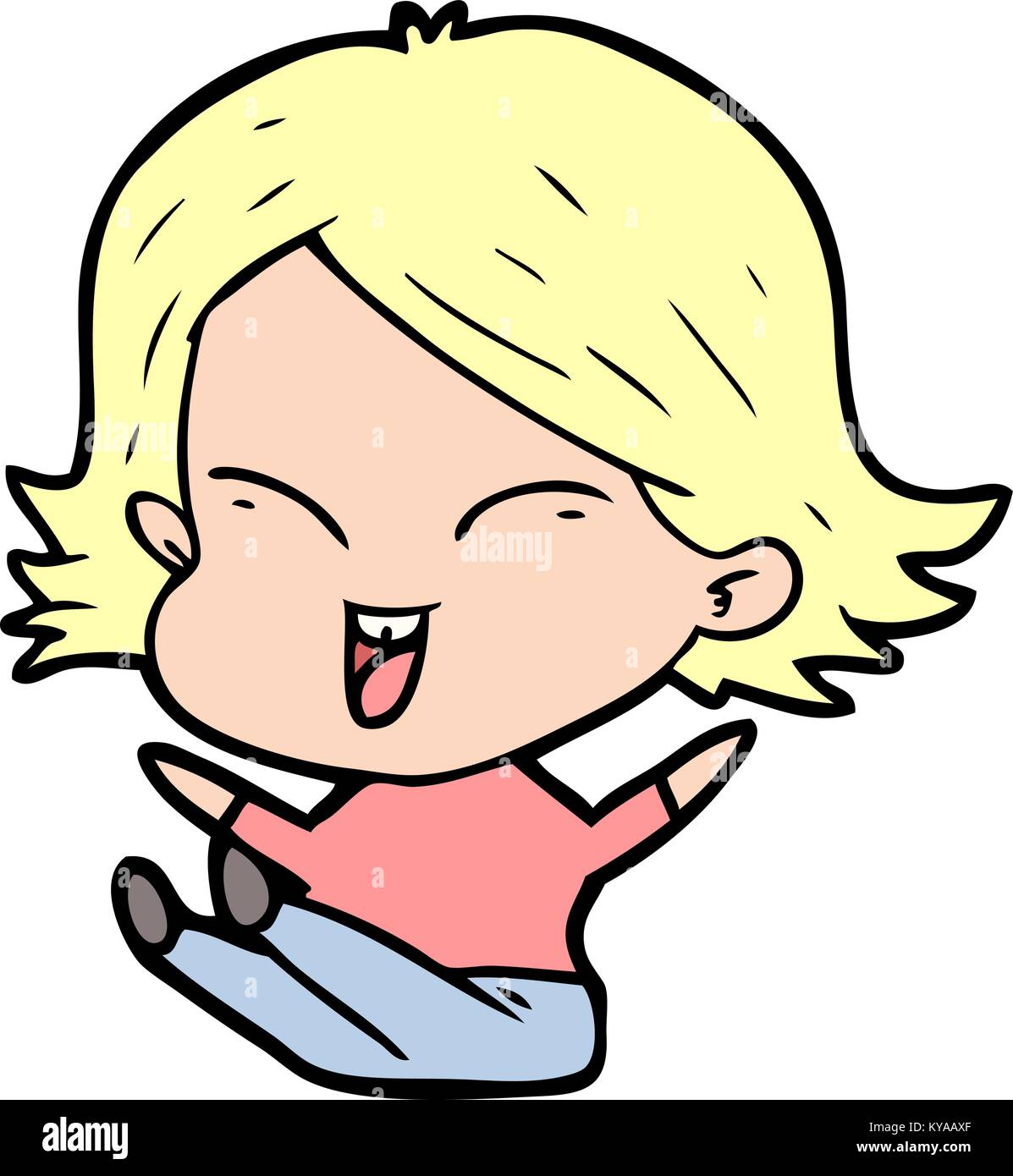happy cartoon girl Stock Vector Image & Art - Alamy