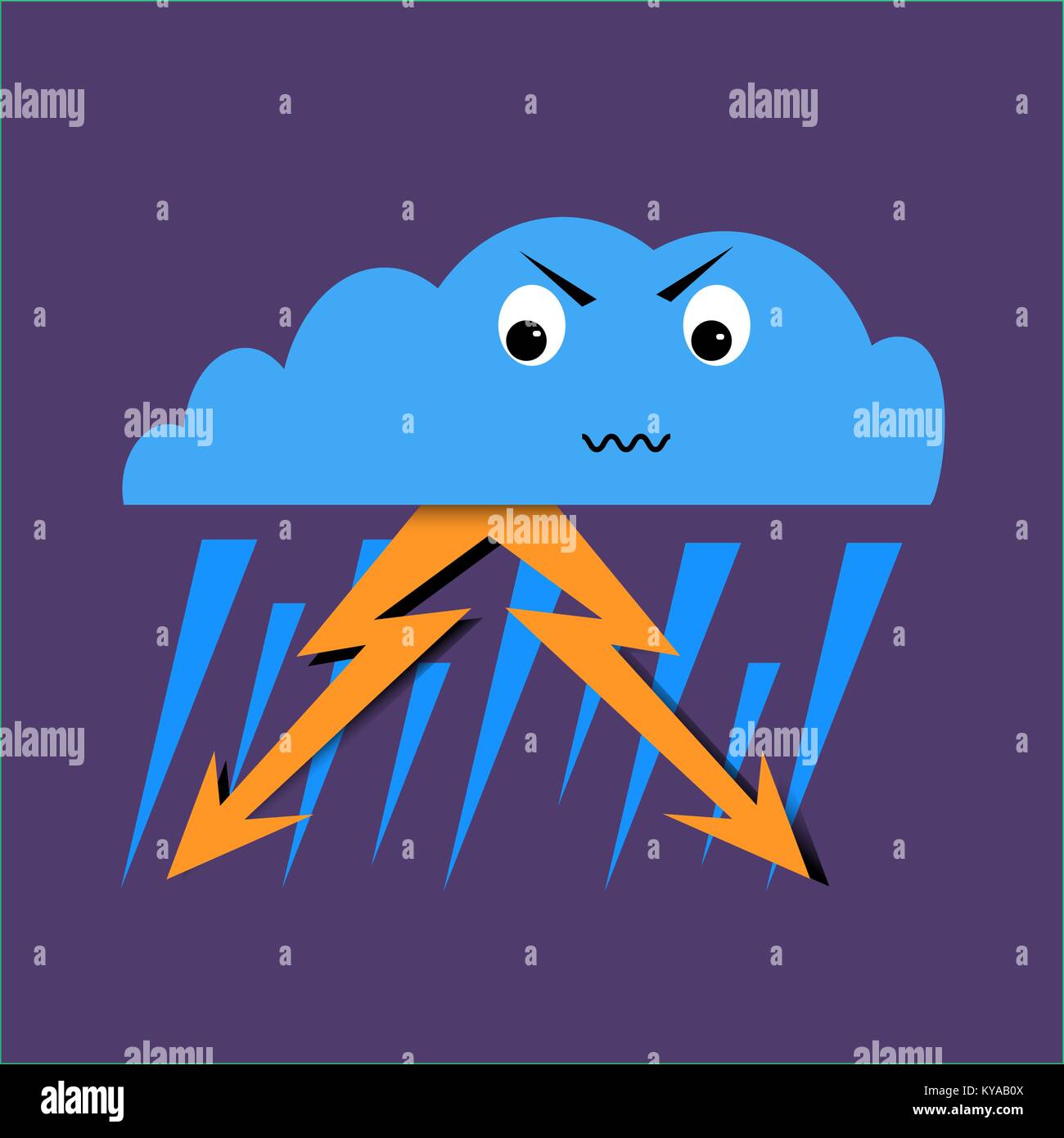 Thunderstorm Angry emoji weather icon simple vector illustration