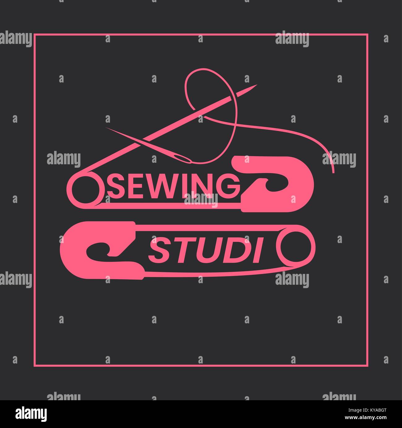 Sewing alterations studio logo design template - simplistic and elegant  logotype in pink and gray colors Stock Vector Image & Art - Alamy