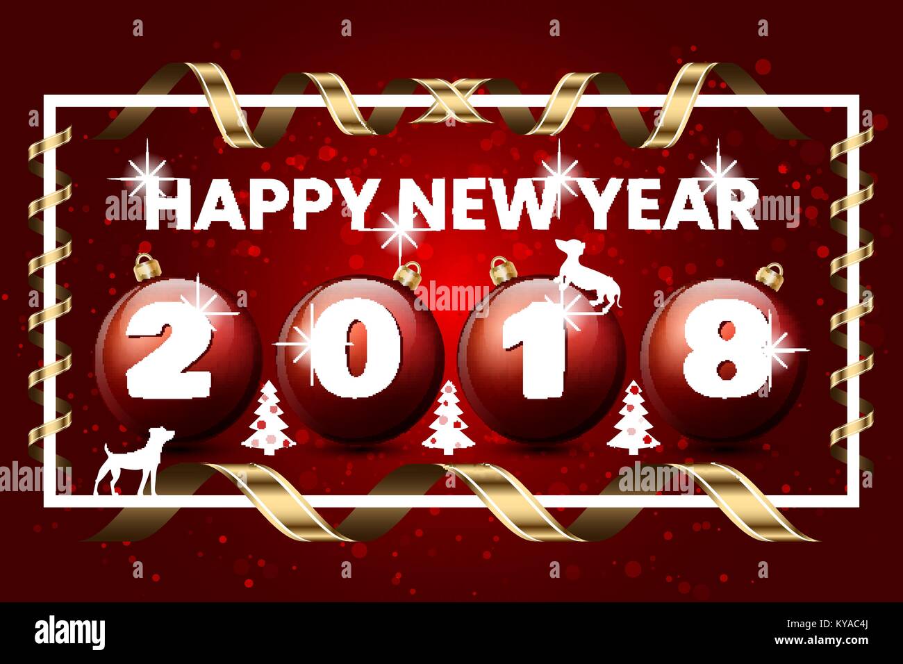 Happy New Year of dog 2018 design banner background Stock Vector Image ...