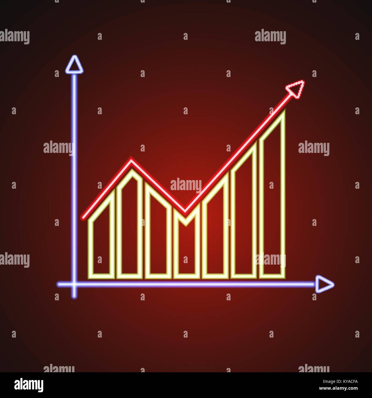 Financial graph stylized glowing neon illustration Stock Vector Image ...