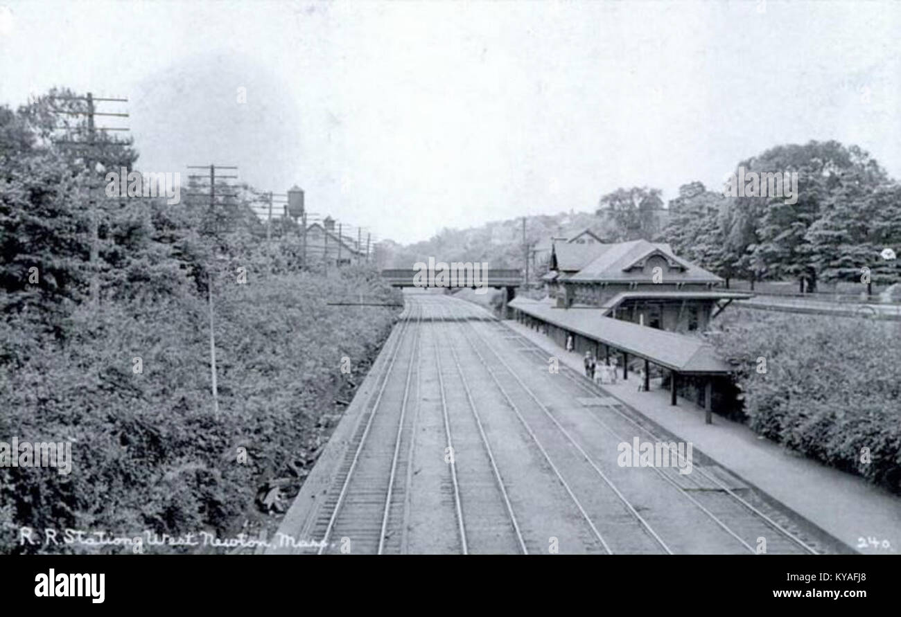 West Newton station, circa 1900 Stock Photo Alamy