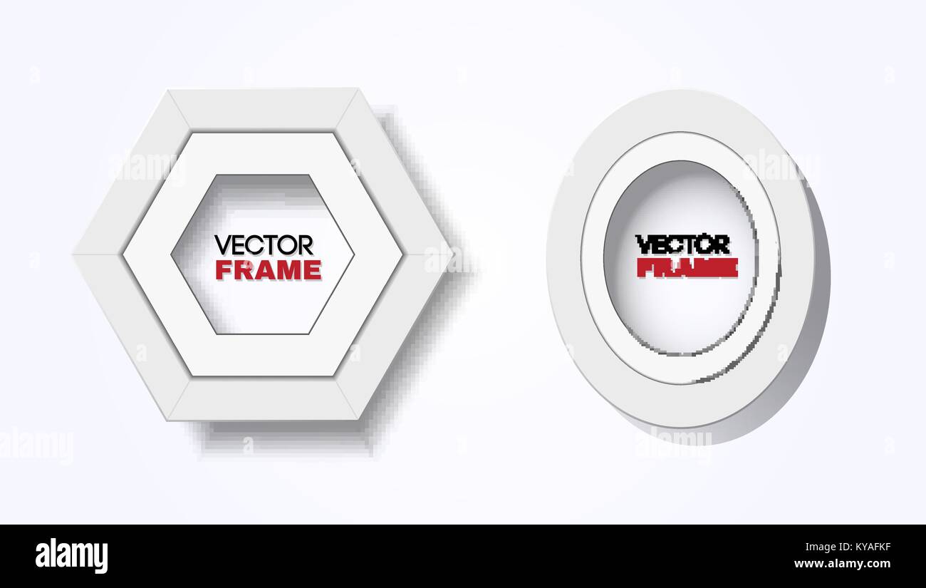 Set of two modern white frames hanged on wall - vector mockup Stock ...