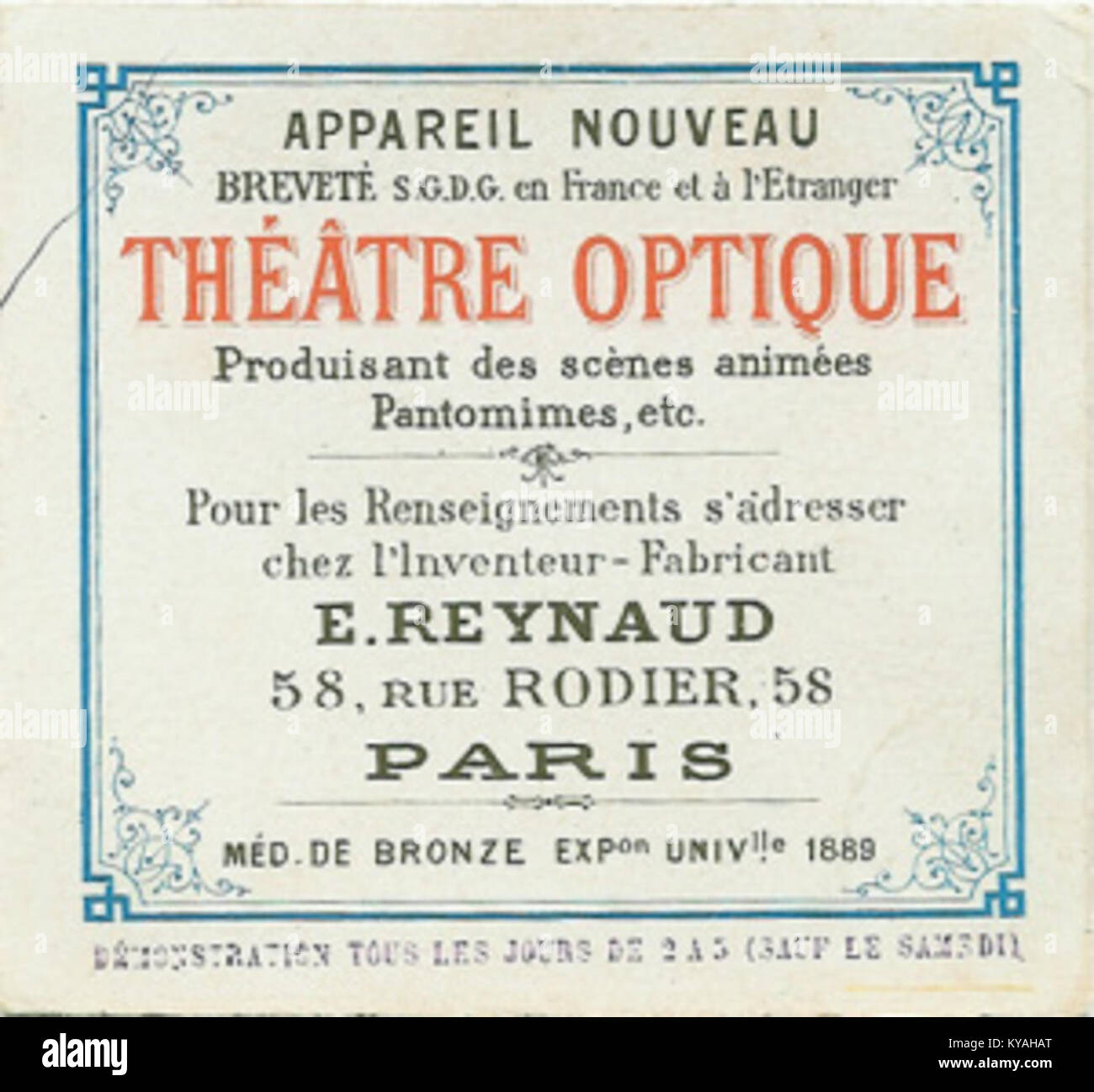 Théâtre Optique advertisement Stock Photo