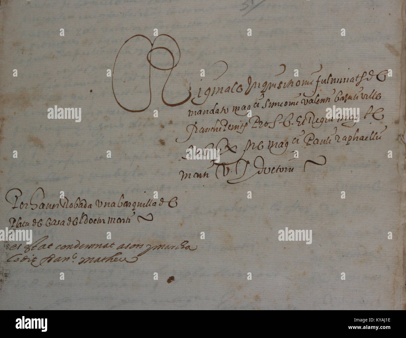 Record of the trial at the Vilafranca court concerning Francesc Mateu accused of stealing a silver barque from Bartomeu Martí's house, documenting legal proceedings in the region. Stock Photo