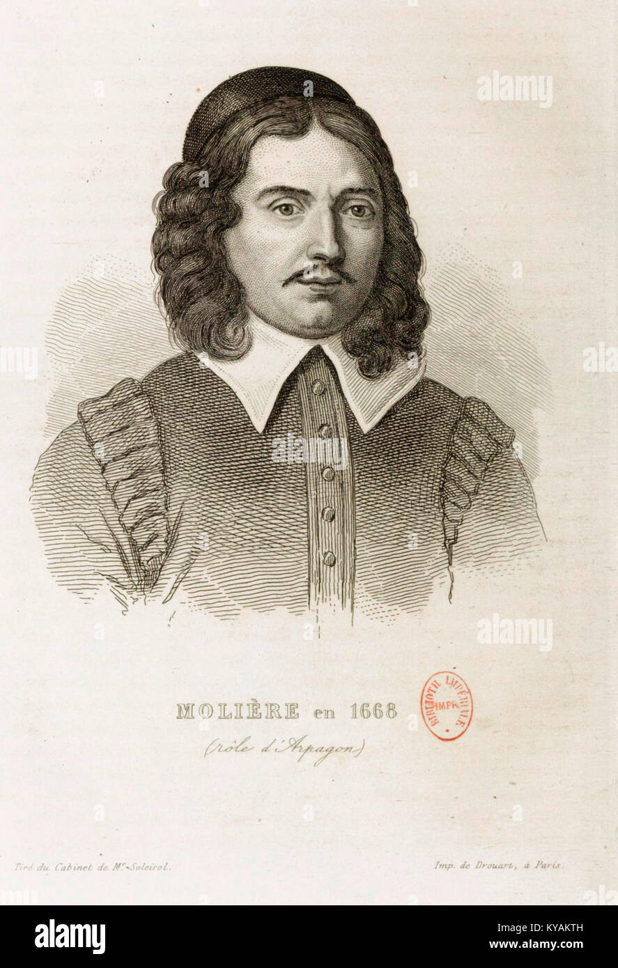 Molieri A 1668 portrait represents Molière, the French playwright, highlighting ...