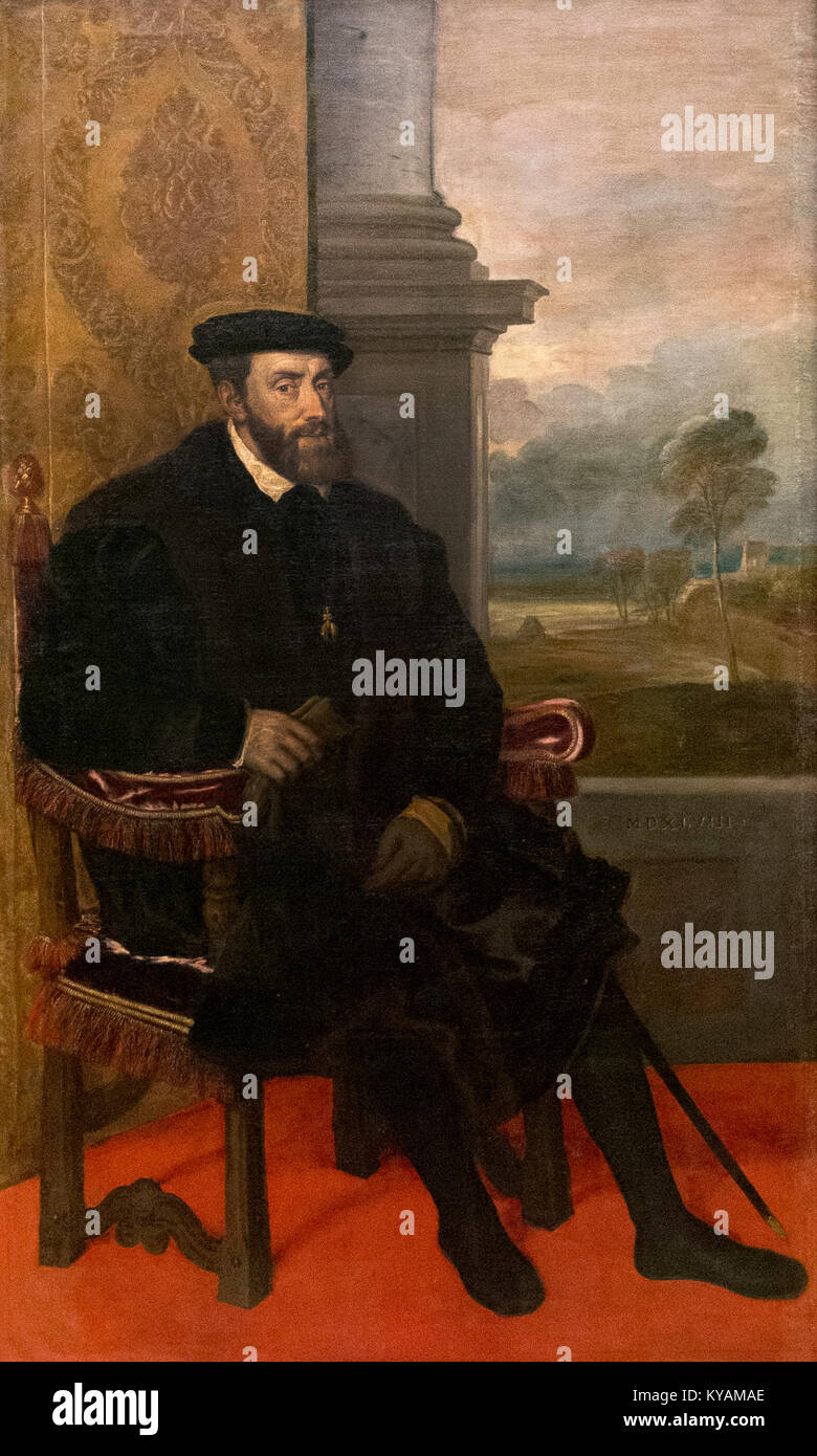 Titiaan (ca.1487–1576) Keizer Karel V - Alte Pinakothek 25-01-2017 15-22-18 Stock Photo