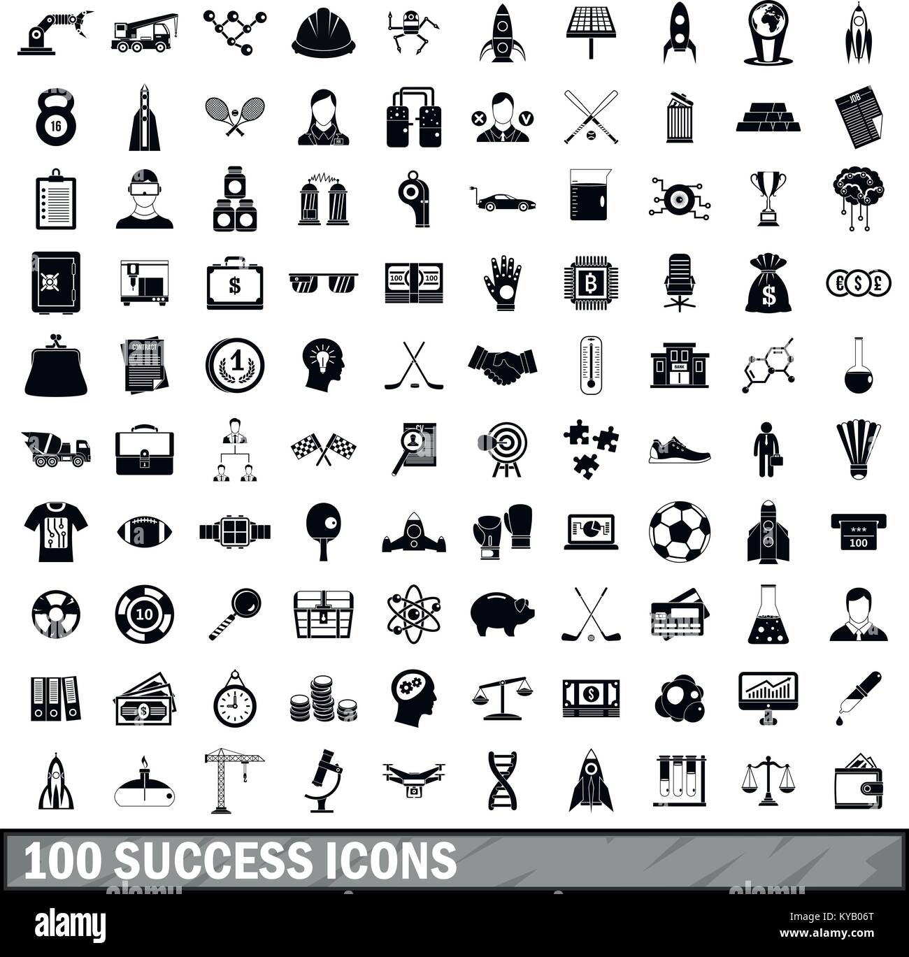 100 success icons set in simple style for any design vector ...