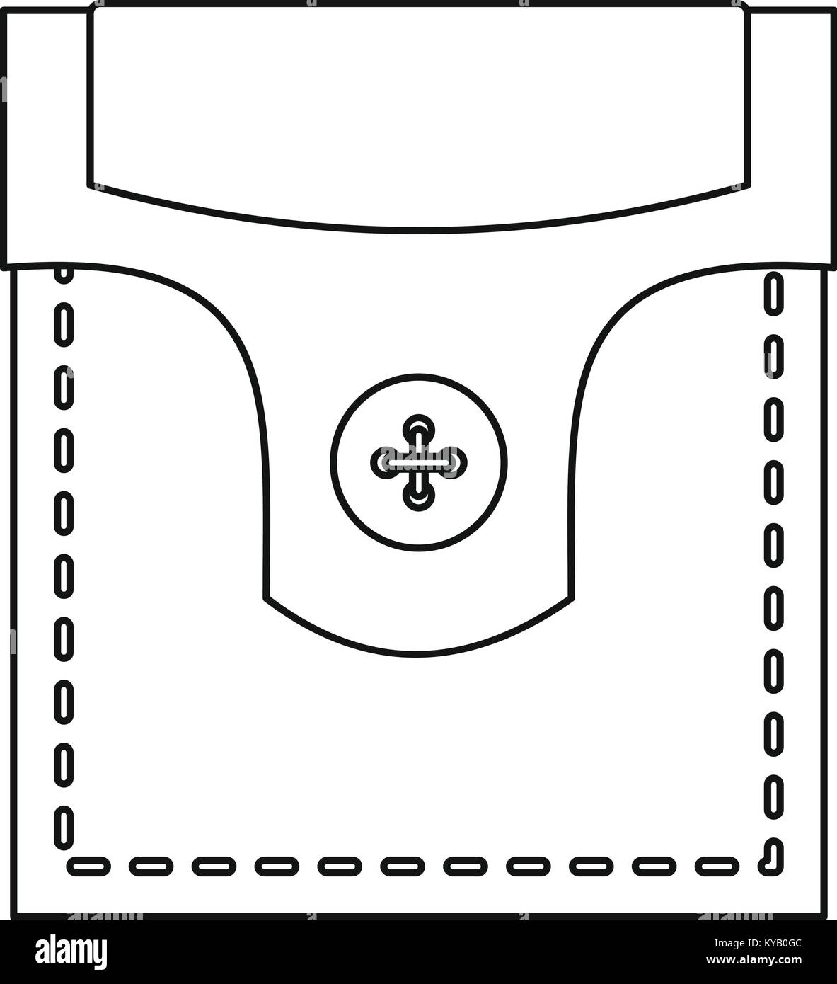 Pocket with valve and button icon. Outline illustration of pocket with ...