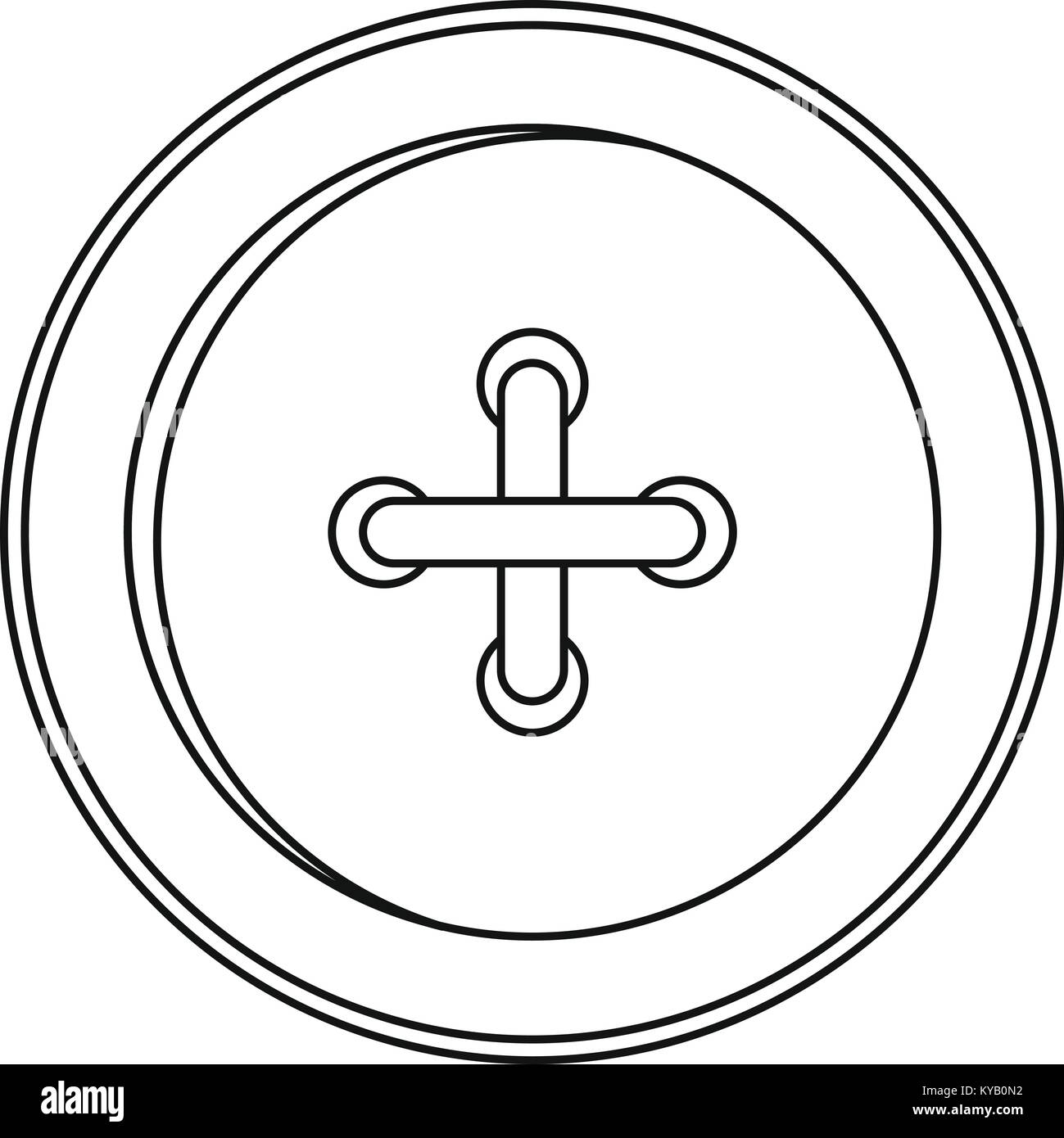 Round sewn button icon. Outline illustration of tound sewn button ...