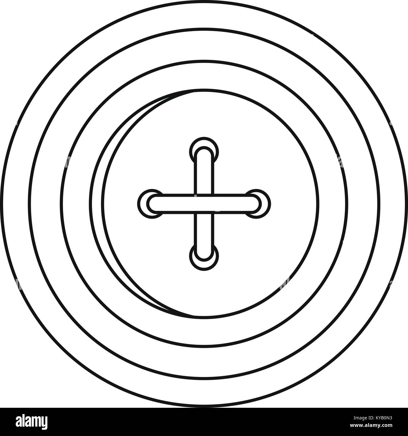 Sewing button with a thread icon. Outline illustration of sewing button ...