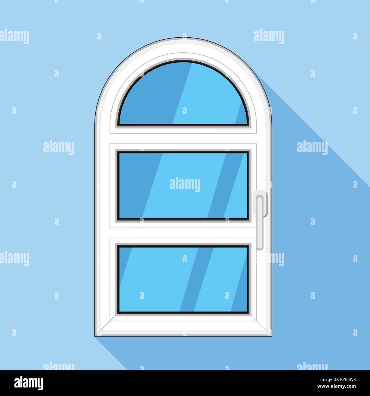 One door arched plastic window icon. Flat illustration of one door ...