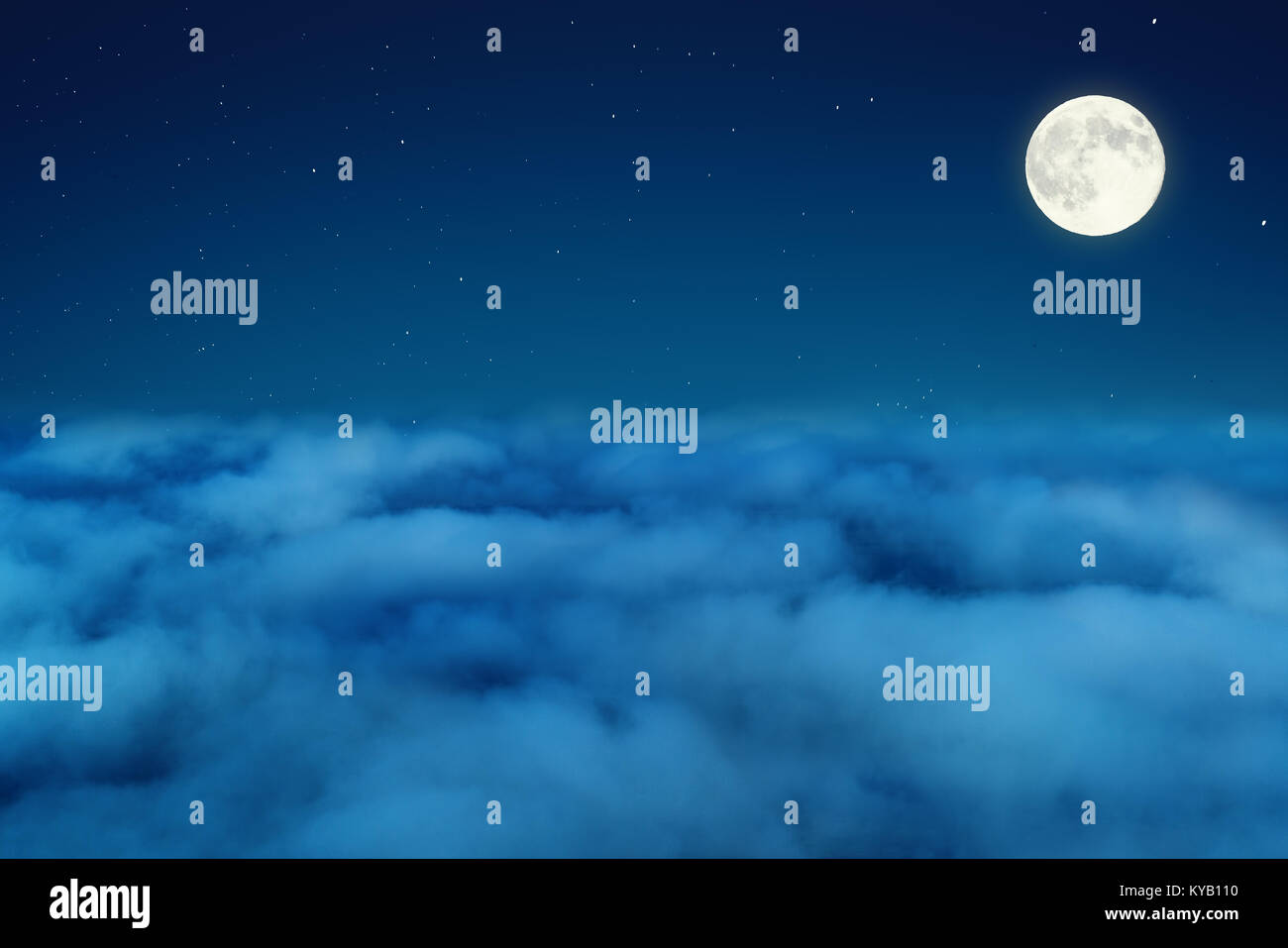 Night sky with stars and moon over the clouds Stock Photo - Alamy