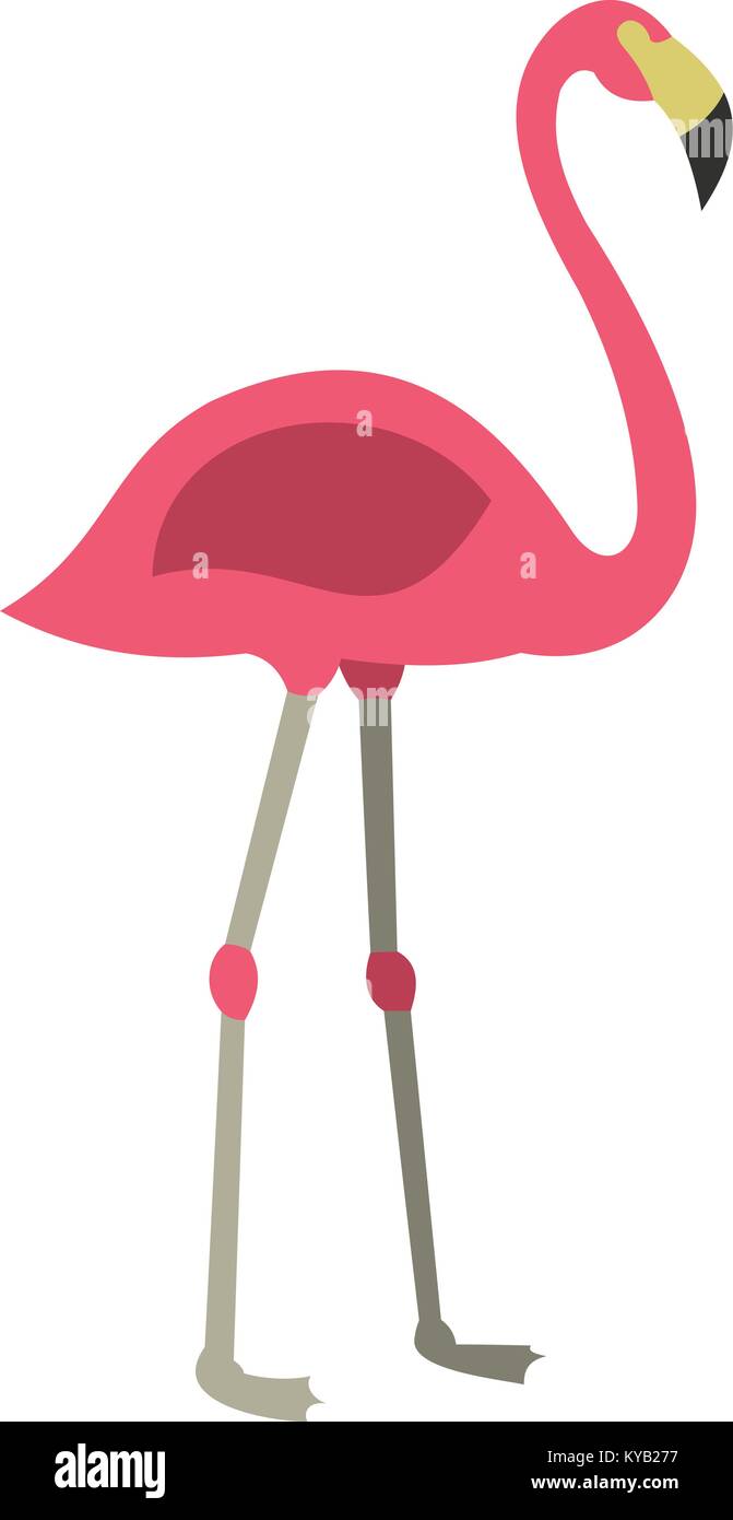 Pink flamingo icon flat isolated on white background vector ...