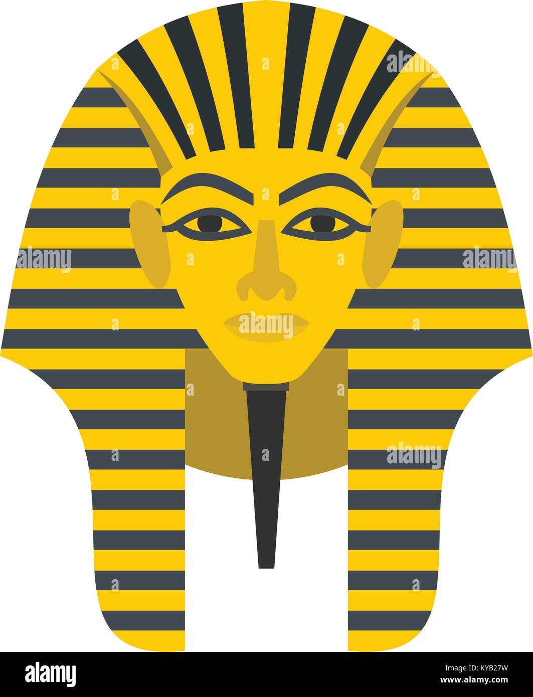 Egyptian golden pharaohs mask icon flat isolated on white background ...