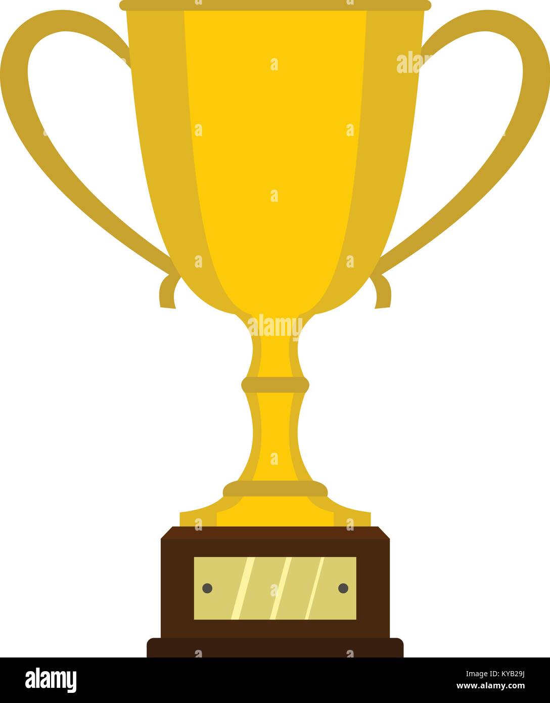 Gold trophy cup icon flat isolated on white background vector ...