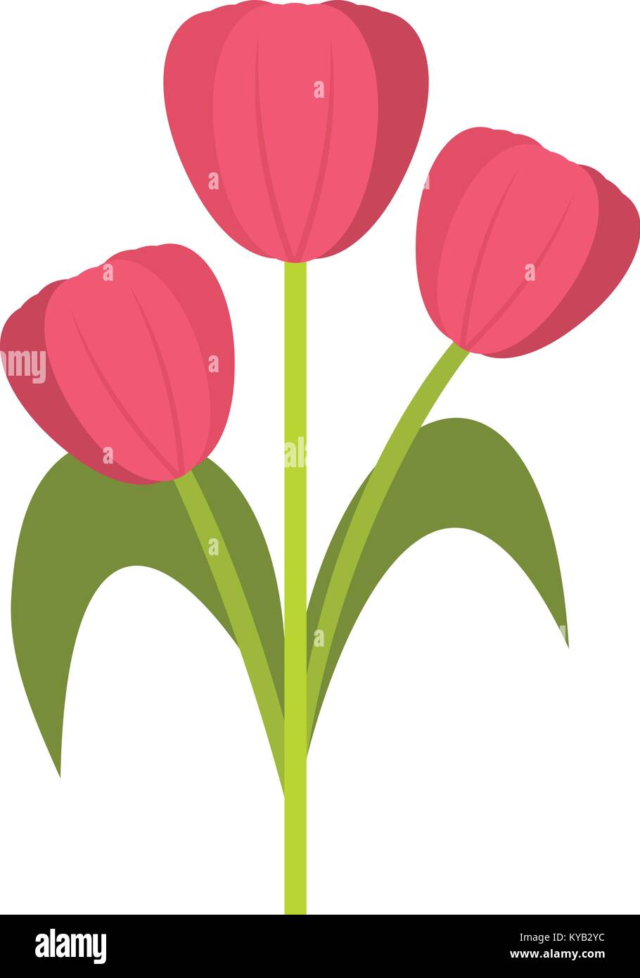Pink tulips icon flat isolated on white background vector illustration ...
