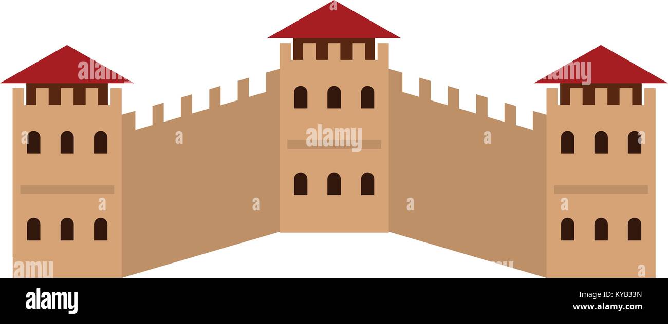 Majestic Great Wall of China icon flat isolated on white background ...