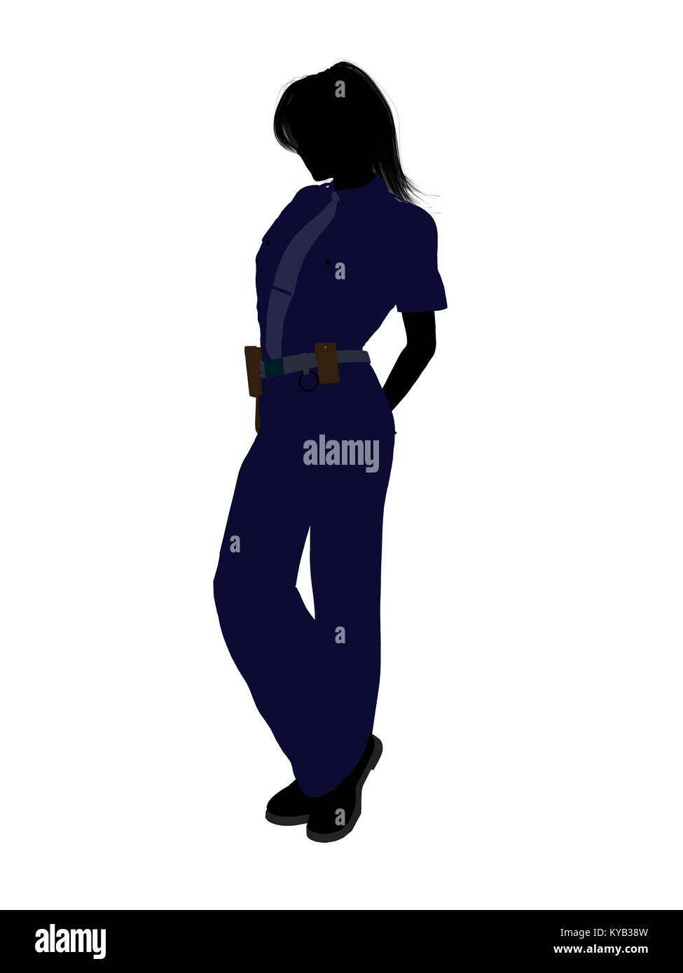 Female police officer silhouette illustration on a white background Stock  Photo - Alamy
