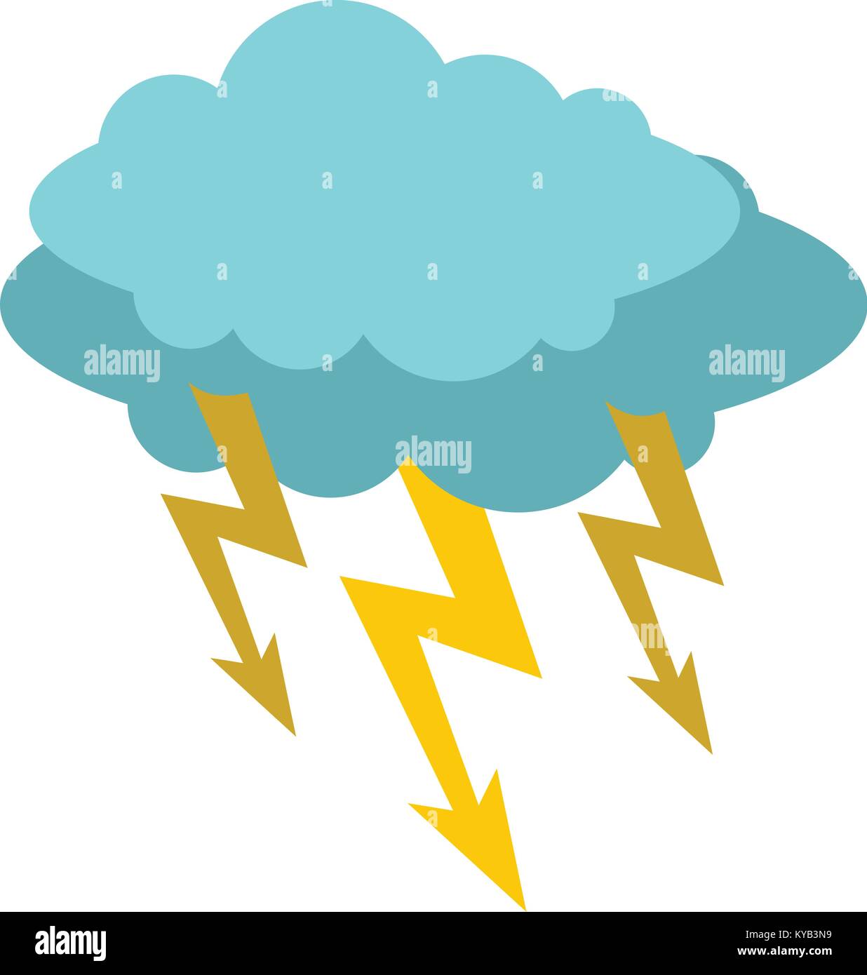 Storm cloud lightning bolt icon flat isolated on white background ...