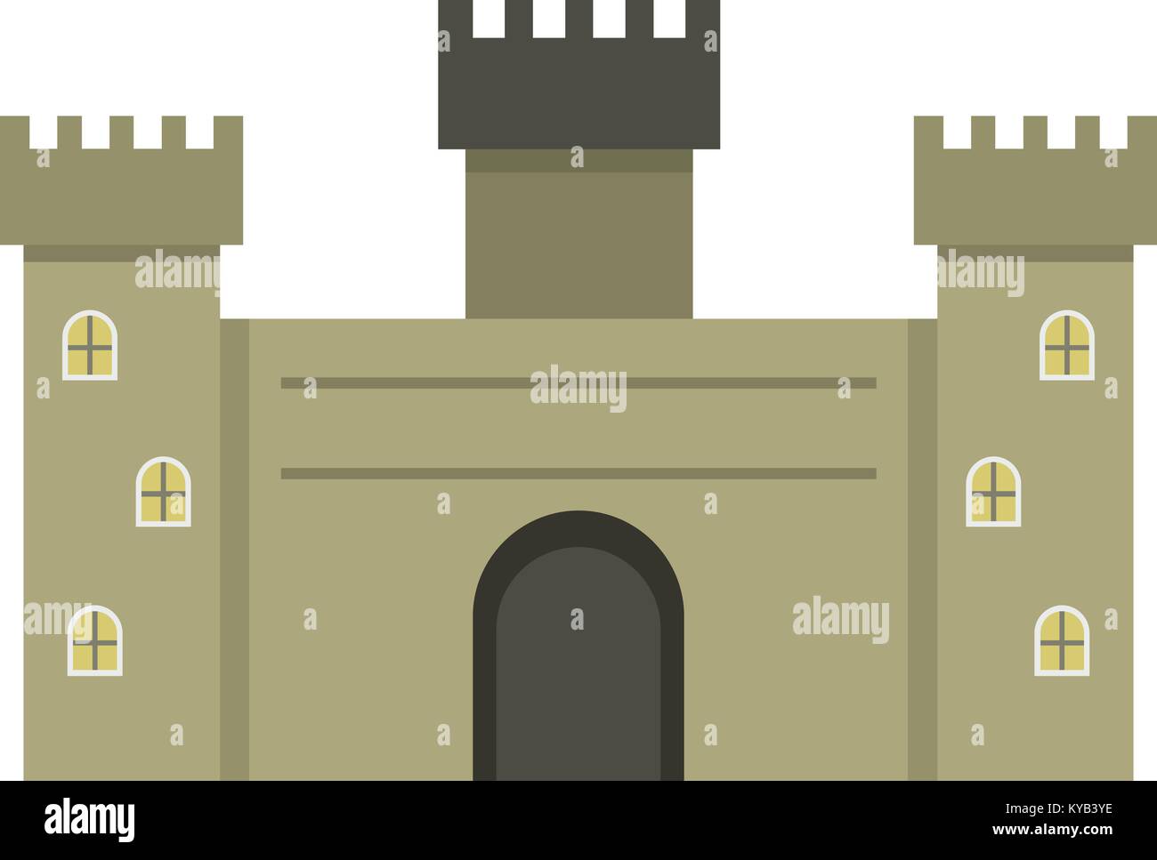 Old fortress towers icon flat isolated on white background vector ...