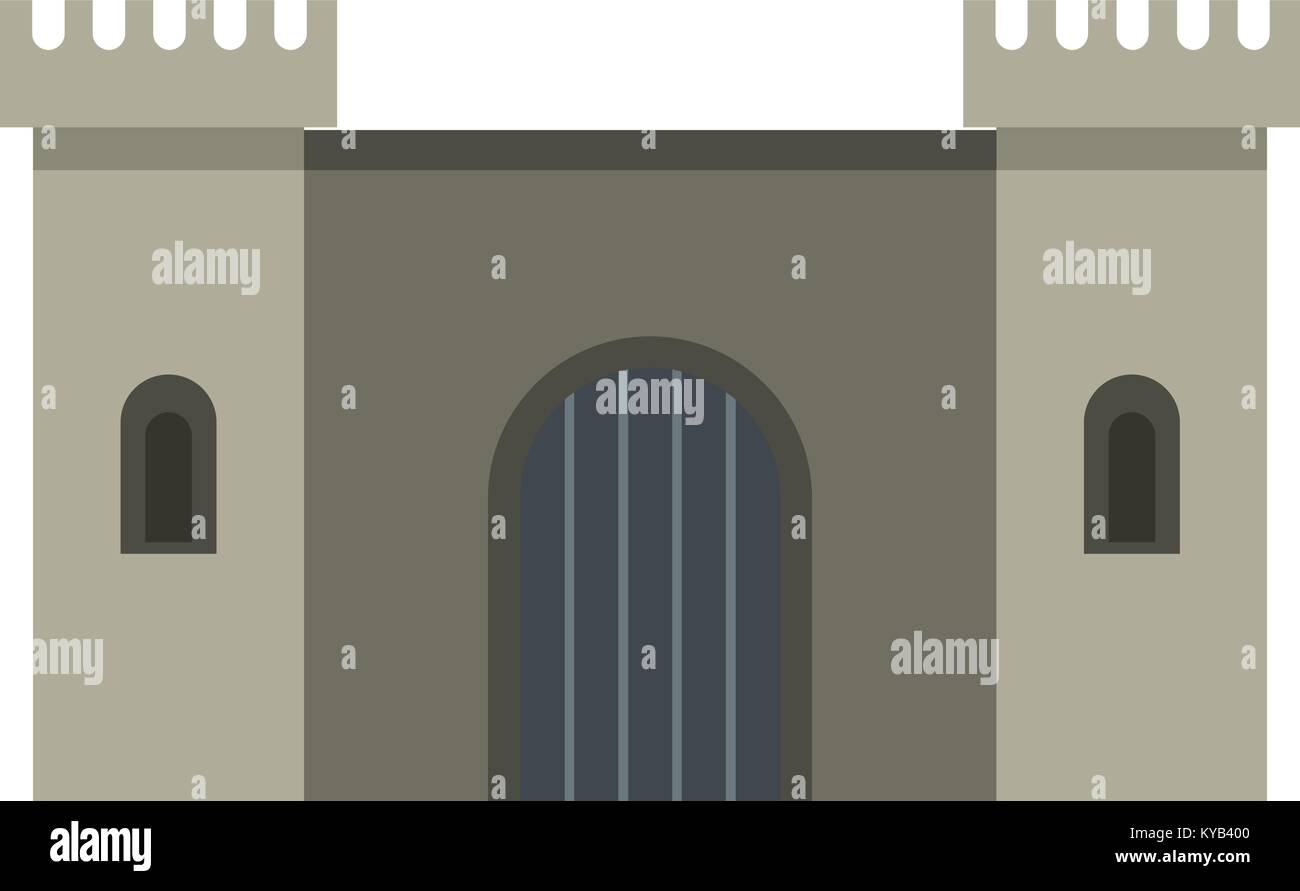 Ancient fortress icon flat isolated on white background vector ...